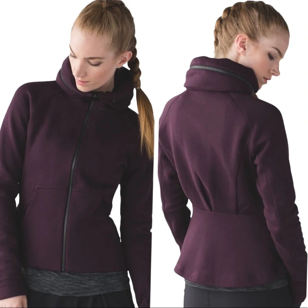 LULULEMON &go Destination Black Cherry Dark Purple Hoodie Jacket Size 10